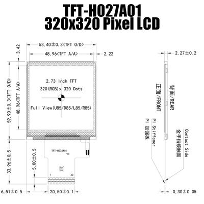 2.7 inç IPS 320x320 Okunabilir Güneş Işığı TFT Ekran Paneli Endüstriyel Kontrol İçin MCU